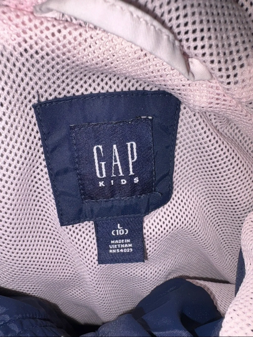GAP Navy Hooded Raincoat with Pink Lining